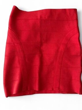 Red Bodycon Mini Skirt - Women's Stretch Pencil Skirt Bebe
